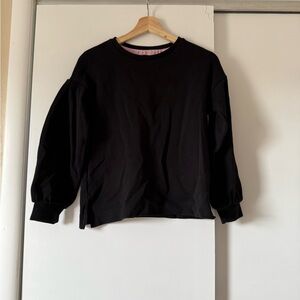Ann Taylor Bubble Sleeve Black Sweatshirt